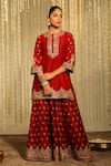 Sheetal Batra_Red Kurta And Sharara Silk Chanderi Embroidered Mishika Paisley Butti Set _Online_at_Aza_Fashions