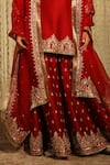 Shop_Sheetal Batra_Red Kurta And Sharara Silk Chanderi Embroidered Mishika Paisley Butti Set _Online_at_Aza_Fashions