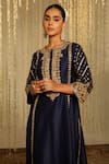 Sheetal Batra_Blue Kurta And Bottom Silk Chanderi Sabirah Paisley Floral Palazzo Set _Online_at_Aza_Fashions