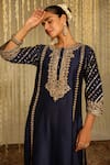 Buy_Sheetal Batra_Blue Kurta And Bottom Silk Chanderi Sabirah Paisley Floral Palazzo Set _Online_at_Aza_Fashions