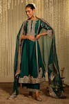 Buy_Sheetal Batra_Emerald Green Kurta And Bottom Silk Chanderi Sabirah Floral Palazzo Set _at_Aza_Fashions