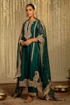 Buy_Sheetal Batra_Emerald Green Kurta And Bottom Silk Chanderi Sabirah Floral Palazzo Set _Online_at_Aza_Fashions