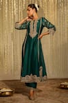 Buy_Sheetal Batra_Emerald Green Kurta And Bottom Silk Chanderi Sabirah Floral Palazzo Set _Online_at_Aza_Fashions