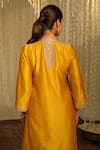 Shop_Sheetal Batra_Yellow Kurta Silk Chanderi Embroidered Umrah Paisley With Tulip Dhoti Pant _at_Aza_Fashions