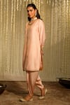 Sheetal Batra_Pink Kurta Silk Chanderi Embroidered Thread Umrah With Tulip Dhoti Pant _Online_at_Aza_Fashions