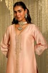 Buy_Sheetal Batra_Pink Kurta Silk Chanderi Embroidered Thread Umrah With Tulip Dhoti Pant _Online_at_Aza_Fashions