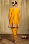 Shop_Sheetal Batra_Yellow Kurta Silk Chanderi Embroidered Warizah Kalidar Dogri Salwar Set _at_Aza_Fashions