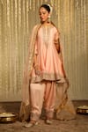 Buy_Sheetal Batra_Pink Kurta Silk Chanderi Embroidered Warizah Floral Kalidar Dogri Salwar Set _at_Aza_Fashions