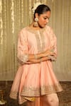 Shop_Sheetal Batra_Pink Kurta Silk Chanderi Embroidered Warizah Floral Kalidar Dogri Salwar Set _at_Aza_Fashions