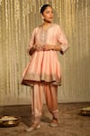 Buy_Sheetal Batra_Pink Kurta Silk Chanderi Embroidered Warizah Floral Kalidar Dogri Salwar Set _Online_at_Aza_Fashions