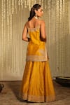 Shop_Sheetal Batra_Yellow Silk Organza, Silk, Chanderi Embroidery, Sequins Aabroo Kurta Set _at_Aza_Fashions