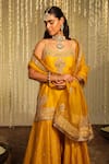 Shop_Sheetal Batra_Yellow Silk Organza, Silk, Chanderi Embroidery, Sequins Aabroo Kurta Set _Online_at_Aza_Fashions