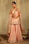 Buy_Sheetal Batra_Pink Kurta And Sharara Silk Chanderi Embroidery Zari Thread Scoop Aabroo Set _at_Aza_Fashions