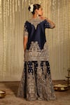 Shop_Sheetal Batra_Blue Kurta And Sharara Silk Chanderi Embroidery Aafiya Kiran Dori Work Set _at_Aza_Fashions