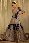 Shop_Sheetal Batra_Blue Kurta And Sharara Silk Chanderi Embroidery Aafiya Kiran Dori Work Set _Online_at_Aza_Fashions