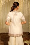 Shop_Sheetal Batra_Ivory Kurta Silk Chanderi Embroidery Zari Thread Leaf Aaira Sequin Yoke Set _at_Aza_Fashions