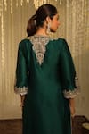 Shop_Sheetal Batra_Emerald Green Kurta Silk Chanderi Embroidery Kiran Amayra And Dhoti Pant Set_at_Aza_Fashions