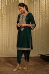 Sheetal Batra_Emerald Green Kurta Silk Chanderi Embroidery Kiran Amayra And Dhoti Pant Set_Online_at_Aza_Fashions