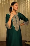 Buy_Sheetal Batra_Emerald Green Kurta Silk Chanderi Embroidery Kiran Amayra And Dhoti Pant Set_Online_at_Aza_Fashions