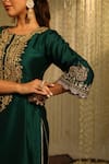 Shop_Sheetal Batra_Emerald Green Kurta Silk Chanderi Embroidery Kiran Amayra And Dhoti Pant Set_Online_at_Aza_Fashions
