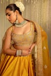 Shop_Sheetal Batra_Yellow Blouse And Lehenga Pure Raw Silk Embroidery Amna Placement Bridal Set _at_Aza_Fashions