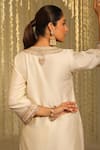 Shop_Sheetal Batra_Ivory Kurta Silk Chanderi Embroidery Enisa Sitaara Placket And Dhoti Pant Set _at_Aza_Fashions