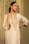 Sheetal Batra_Ivory Kurta Silk Chanderi Embroidery Enisa Sitaara Placket And Dhoti Pant Set _Online_at_Aza_Fashions