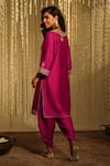 Shop_Sheetal Batra_Pink Kurta Silk Chanderi Embroidery Kiran Enisa Placket And Dhoti Pant Set_at_Aza_Fashions