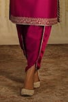 Sheetal Batra_Pink Kurta Silk Chanderi Embroidery Kiran Enisa Placket And Dhoti Pant Set_Online_at_Aza_Fashions