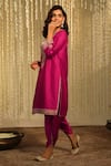 Buy_Sheetal Batra_Pink Kurta Silk Chanderi Embroidery Kiran Enisa Placket And Dhoti Pant Set_Online_at_Aza_Fashions