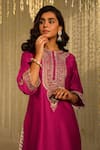 Shop_Sheetal Batra_Pink Kurta Silk Chanderi Embroidery Kiran Enisa Placket And Dhoti Pant Set_Online_at_Aza_Fashions