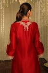 Shop_Sheetal Batra_Red Kurta Silk Chanderi Embroidery Kiran Dori Gulbano Floral And Dhoti Pant Set_at_Aza_Fashions