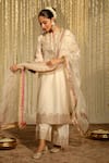 Buy_Sheetal Batra_Ivory Kurta And Palazzo Silk Chanderi Embroidery Kiran Dori Mahika A-line Set _at_Aza_Fashions