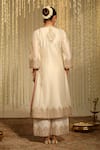 Sheetal Batra_Ivory Kurta And Palazzo Silk Chanderi Embroidery Kiran Dori Mahika A-line Set _Online_at_Aza_Fashions