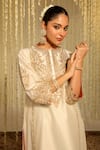 Sheetal Batra_Ivory Kurta And Palazzo Silk Chanderi Embroidery Kiran Dori Mahika A-line Set _Online_at_Aza_Fashions