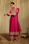 Sheetal Batra_Pink Kurta And Palazzo Silk Chanderi Embroidery Kiran Dori Mahika A-line Set_Online_at_Aza_Fashions
