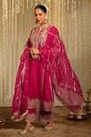 Buy_Sheetal Batra_Pink Kurta And Palazzo Silk Chanderi Embroidery Kiran Dori Mahika A-line Set_Online_at_Aza_Fashions