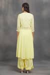 Samyukta Singhania_Yellow Georgette, Satin, Organza Embroidery, Sequins, Zardozi Kurta Pant Set _Online_at_Aza_Fashions