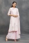 Shop_Samyukta Singhania_Pink Chanderi Embroidery Aari Round Zardozi Kurta Flared Pant Set _Online_at_Aza_Fashions