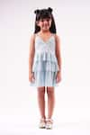 Buy_LIL DRAMA_Blue 100% Polyester Plain Pleated Ballerina Dress _Online_at_Aza_Fashions