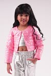 LIL DRAMA_Pink 100% Polyester Print Barbie Heart Embossed Jacket _Online_at_Aza_Fashions