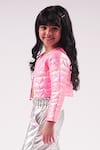 Buy_LIL DRAMA_Pink 100% Polyester Print Barbie Heart Embossed Jacket _Online_at_Aza_Fashions