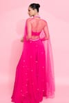 Anshika Tak Label_Fuchsia Pearl Embellished Cape Palazzo Set_Online_at_Aza_Fashions