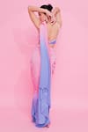 Shop_Anshika Tak Label_Pink Saree Lycra Embellished Crystal Blouse With Ombre Pre Draped _at_Aza_Fashions