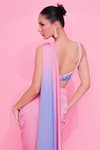 Buy_Anshika Tak Label_Pink Saree Lycra Embellished Crystal Blouse With Ombre Pre Draped 