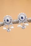Buy_Mero Jewellery_Blue Pearls, Stones Blossom Studded Earrings_at_Aza_Fashions