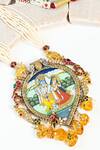 Shop Mero Jewellery Multi Color Hand Painted, Kundan, Stones, Beads Radha Krishna Pendant Necklace at Aza Fashions Shop_Mero Jewellery_Multi Color Hand Painted, Kundan, Stones, Beads Radha Krishna Pendant Necklace_at_Aza_Fashions