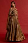 Reeti Arneja_Gold Silk, Organza Zari, Cut Work, Honeyed Pleated Embroidered Lehenga Set _at_Aza_Fashions