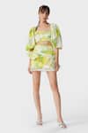 Buy_THE IASO_White Cotton Lace Leaf Print Woven Mini Skirt _at_Aza_Fashions