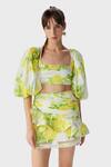 THE IASO_White Cotton Lace Leaf Print Woven Mini Skirt _Online_at_Aza_Fashions